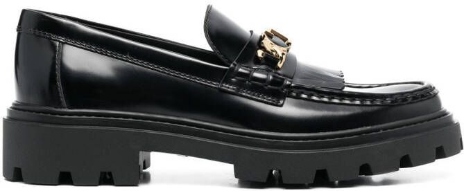Tod's Fringed leather loafers Black