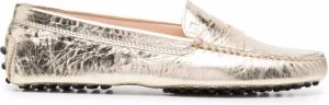 Tod's Gommino crackled-leather loafers Gold