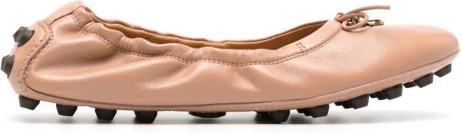 Tod's Gommino leather ballerina shoes Pink