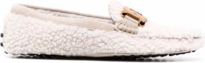 Tod's Gommino shearling loafers White
