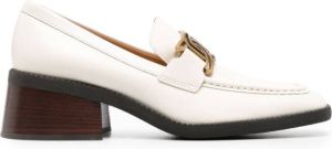 Tod's Kate block-heel leather loafers White