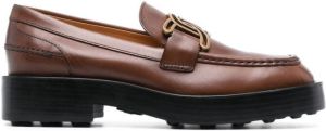 Tod's Kate chain-link leather loafers Brown