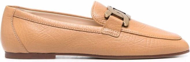 Tod's Kate gold-chain leather loafers Neutrals