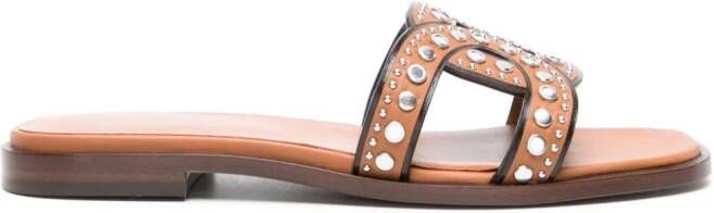Tod's Kate studded leather sandals Brown