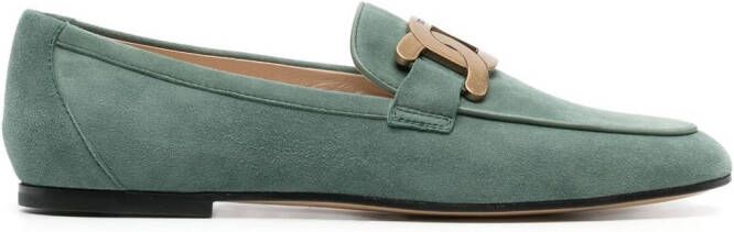 Tod's Kate suede loafers Green
