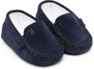 Tod's Kids logo-embossed suede slippers Blue