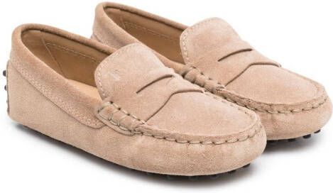 Tod's Kids slip-on suede loafers Brown