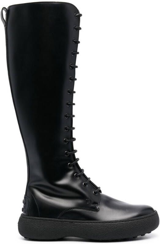 Tod's lace-up knee-length boots Black