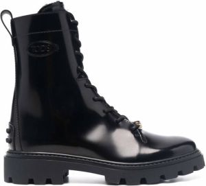 Tod's lace-up leather ankle boots Black