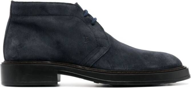 Tod's lace-up suede boots Blue