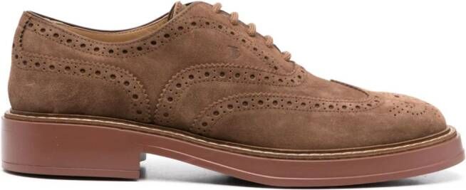 Tod's lace-up suede brogues Brown