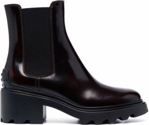 Tod's leather block-heel Chelsea boots Red