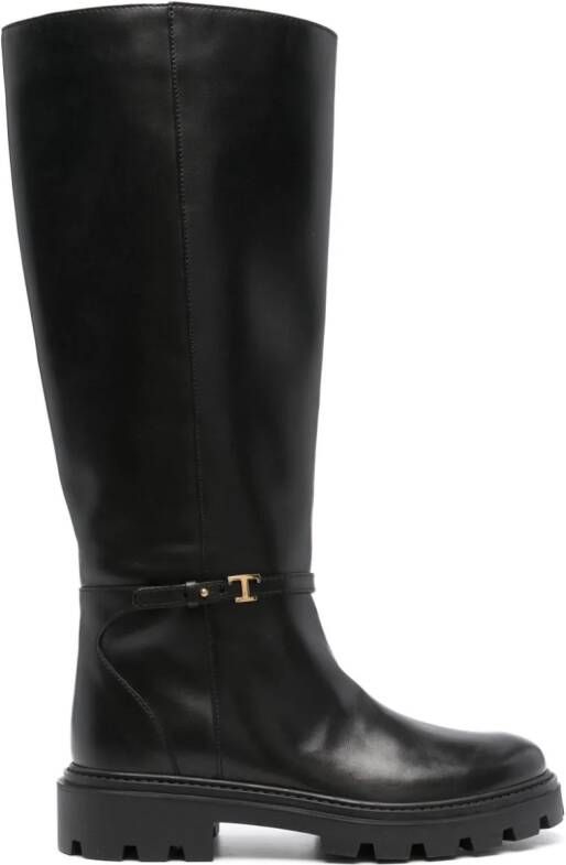 Tod's leather knee-high boots Black