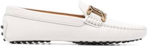 Tod's leather logo-plaque loafers Neutrals