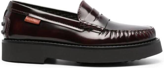 Tod's leather penny loafers Red