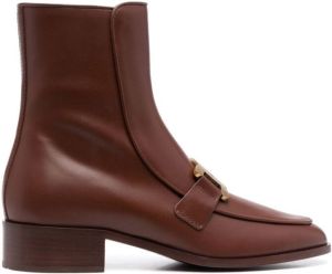 Tod's leather zip-up ankle boots Brown