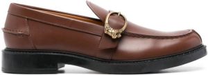 Tod's lion-buckle round-toe loafers Brown