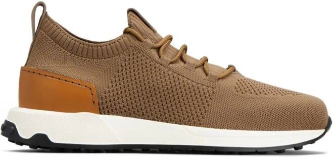 Tod's logo-appliqué knitted sneakers Brown