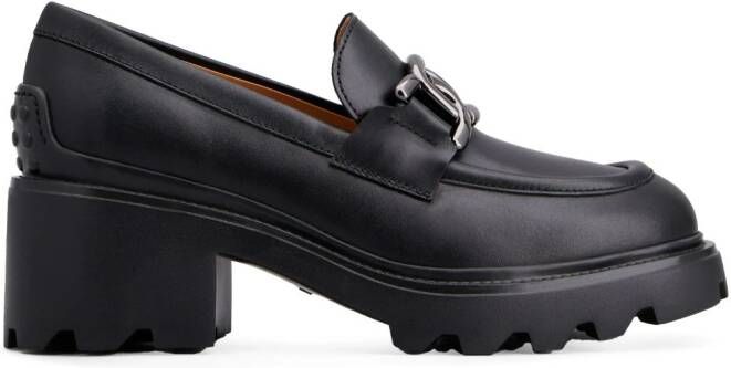 Tod's logo-buckle leather loafers Black