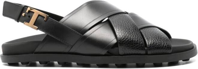 Tod's logo-buckle leather sandals Black