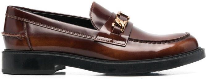 Tod's logo chain-embellished loafers Brown