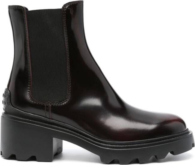 Tod's logo-debossed 75mm ankle boots Red