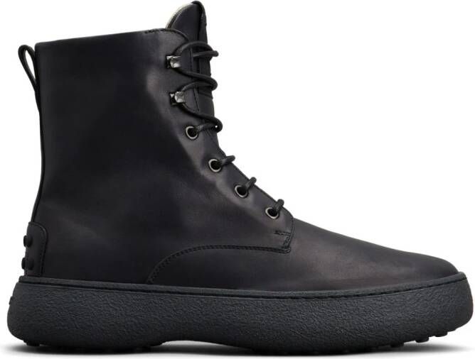 Tod's logo-debossed leather boots Black