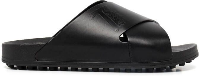 Tod's logo-debossed leather slides Black