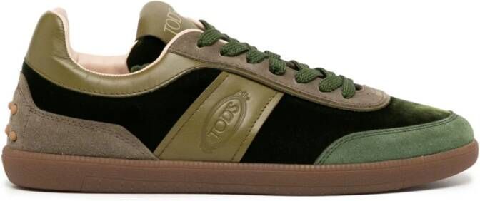 Tod's logo-debossed panelled sneakers Green