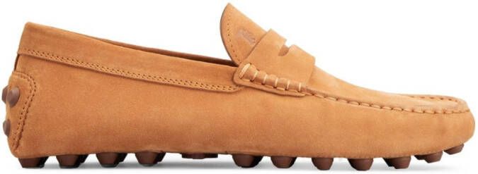 Tod's logo-embossed suede loafers Neutrals
