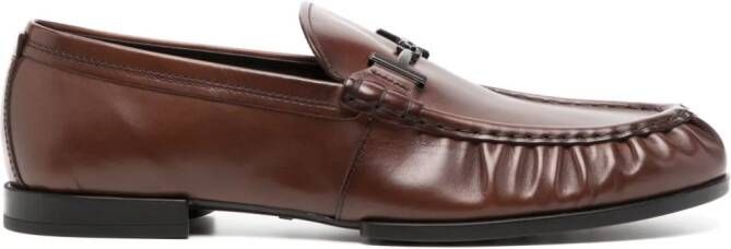 Tod's logo-horsebit leather loafers Brown