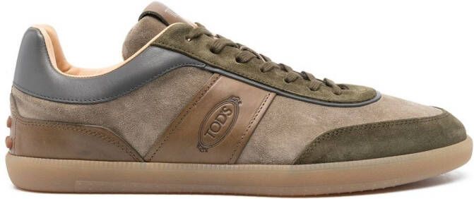 Tod's logo-patch low top sneakers Green