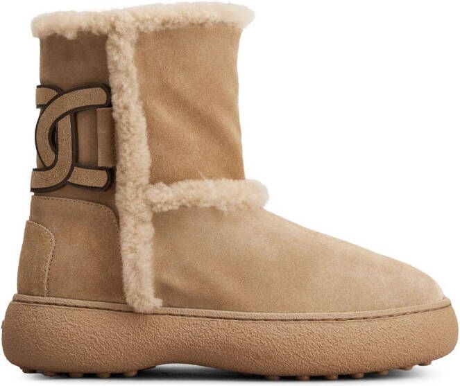 Tod's logo-patch suede boots Neutrals