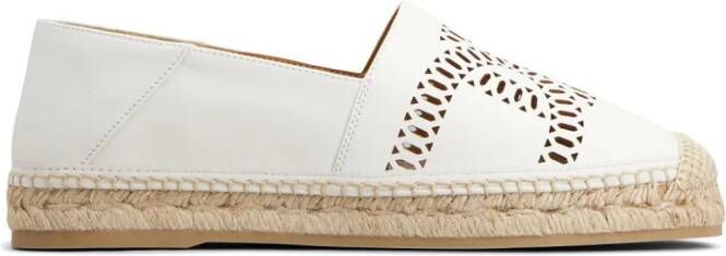 Tod's logo-perforated leather espadrilles White
