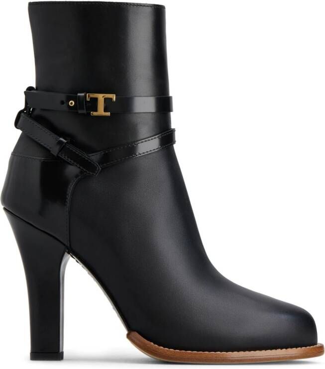 Tod's logo-plaque leather boots Black