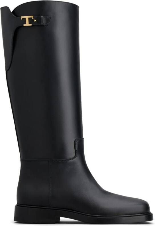 Tod's logo-plaque leather boots Black