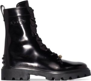 Tod's logo-plaque leather boots Black