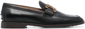 Tod's logo plaque leather loafers Black