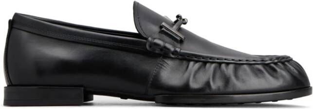 Tod's logo-plaque leather loafers Black