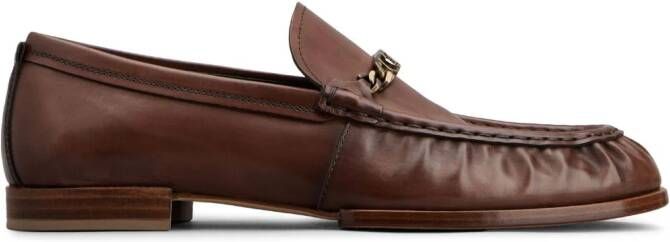 Tod's logo-plaque leather loafers Brown