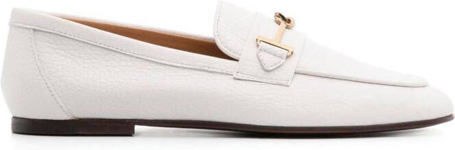 Tod's logo-plaque leather loafers White