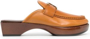 Tod's logo-plaque leather mules Brown