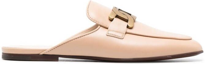 Tod's logo-plaque leather mules Neutrals