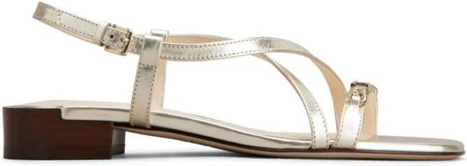 Tod's logo-plaque leather sandals Gold