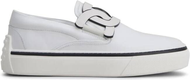 Tod's logo-plaque leather sneakers Grey