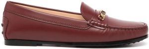 Tod's logo-plaque polished-finish loafers Red