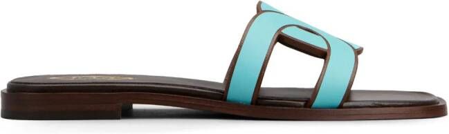 Tod's logo-strap leather sandals Blue