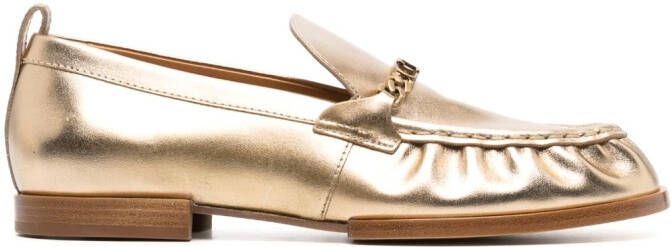 Tod's metallic leather loafers Gold