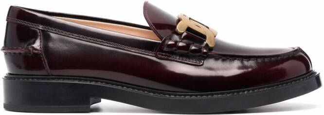 Tod's patent leather logo-plaque loafers Red