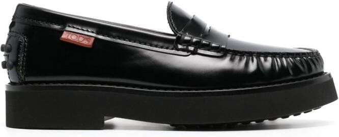Tod's penny-slot leather loafers Black